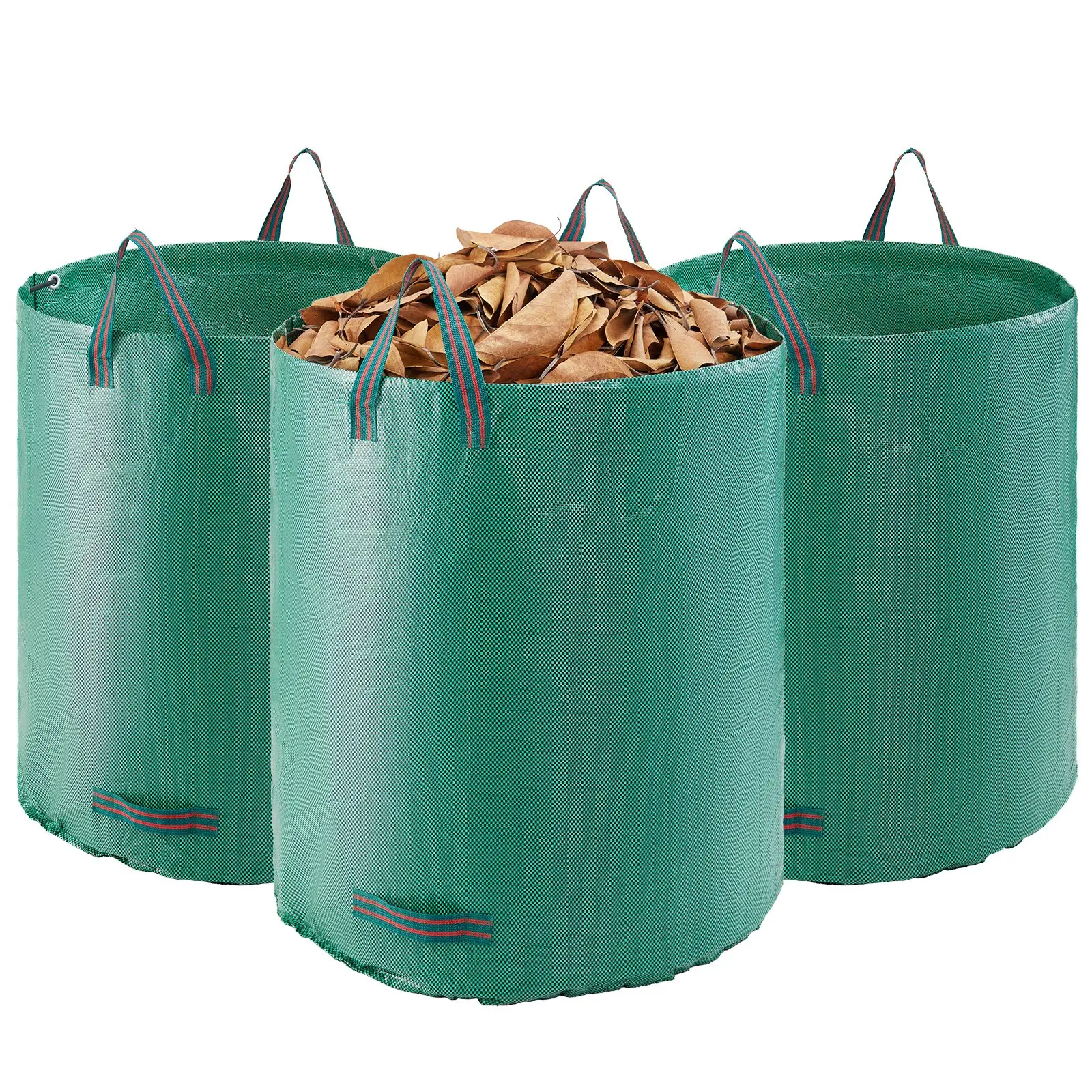 【DealsForYouDays】VEVOR 3-Pack 72 Gallon Reusable Yard Waste Bag, Large Lawn Garden Bags, Heavy Duty Collapsible Garden Leaf Trash Container, Stand-Up Grass Clipping Bin, with Reinforcement Ring and Handles, 26.4x30 in