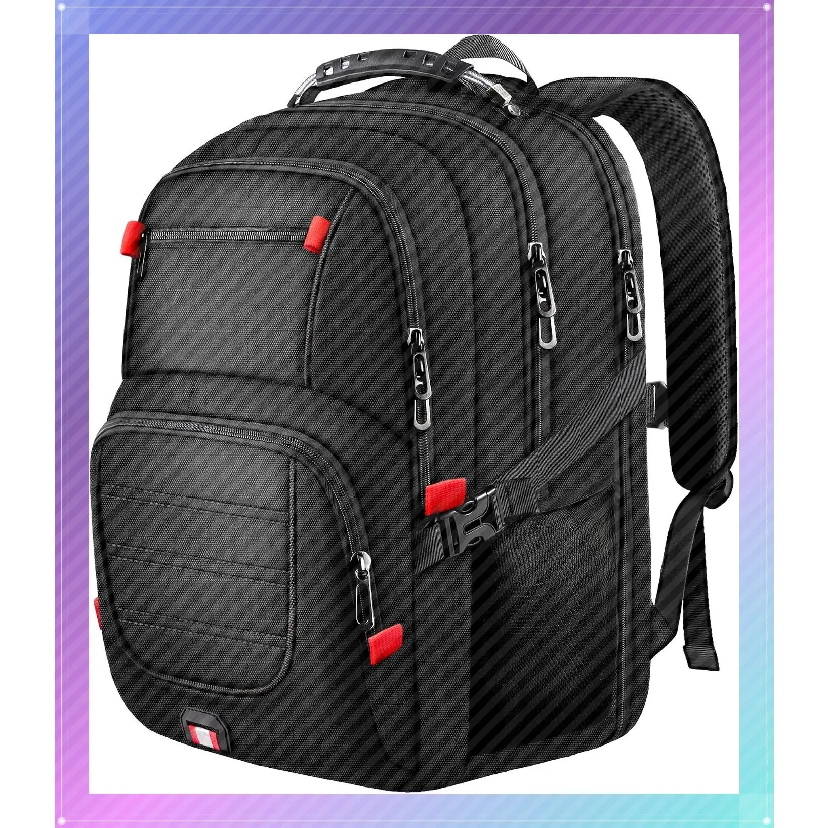 Large Travel Backpack for Men, 45L Carry On Backpack, Fits 17.3" Laptop, TSA-Friendly 180° Opening, Water-Resistant, Durable Handle for Work, Travel & CollegeGift
