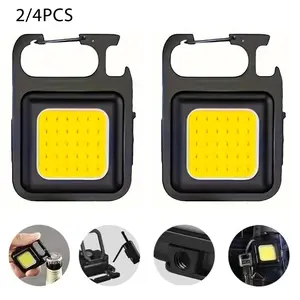 2/4 PACK Mini LED Worklight Flashlight Keychain, Rechargeable Work Light, 4 Modes, Portable Spotlight, Foldable Stand, Magnetic Base for Hiking Outdoor Camping