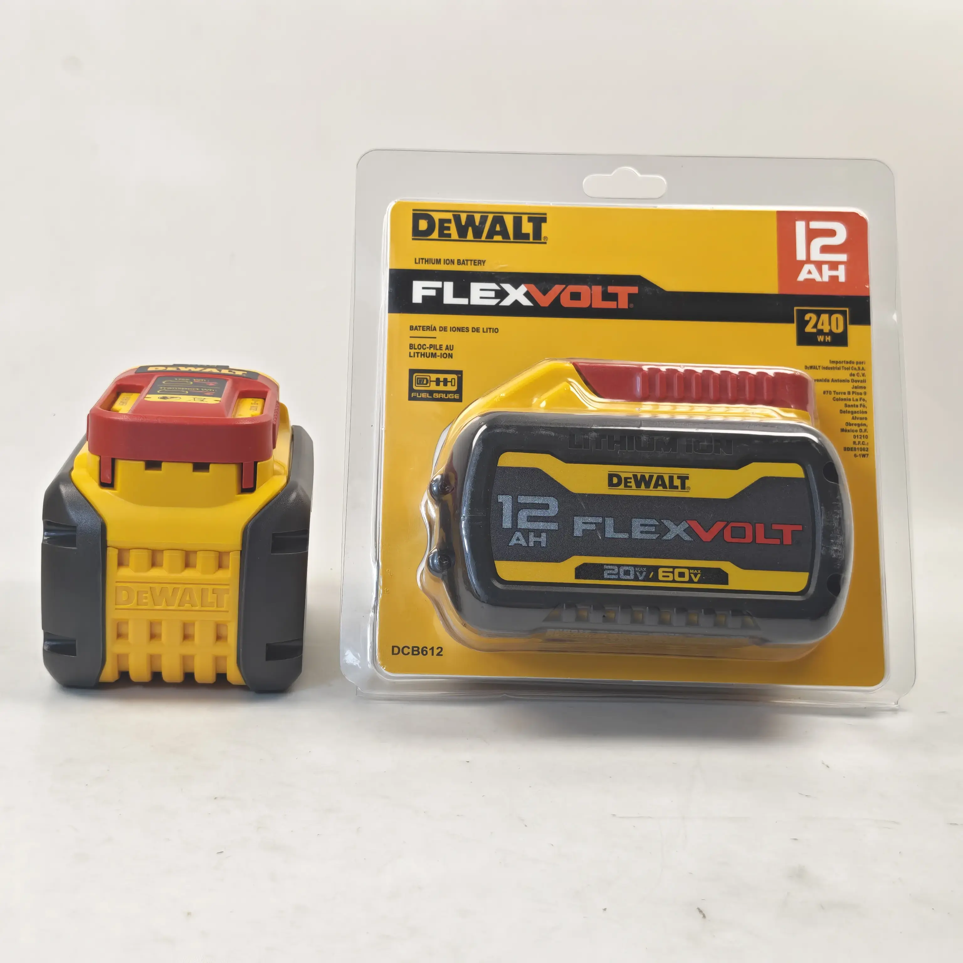 DEWALT FLEXVOLT DCB612 12Ah Lithium-Ion Power Tool Battery, 240Wh Dual Voltage 20V MAX/60V MAX Replacement, Auto Switch, Long Runtime, Fuel Gauge for Cordless & DIY Power Tools