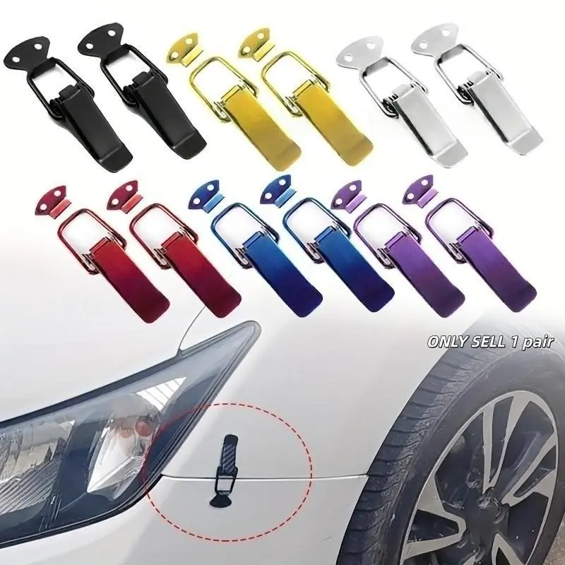 Universal Automotive Cars Accessaries 2pcs Fastener Clip Alloy Mount Hood Pin Bonnet Lock Kit Tunning Lock Kit Down Hood Lock Latch Pins Car Accessories