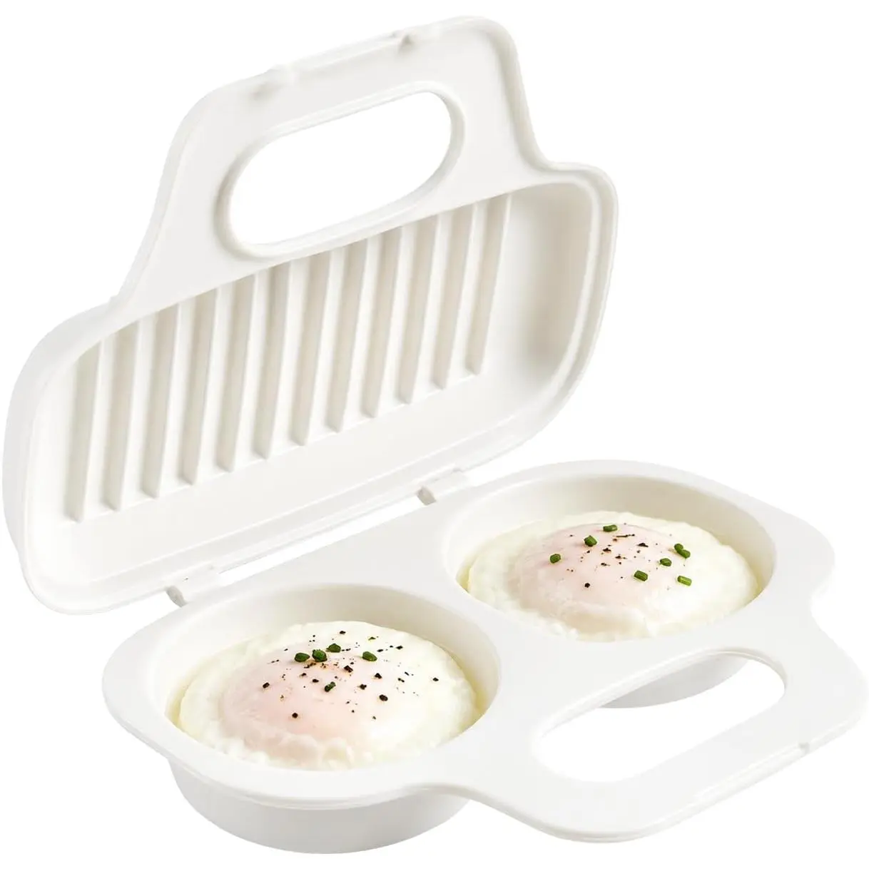 Microwave Egg Poacher BPA-Free – Quick & Easy 2-Cavity Egg Cooker for Perfect Poached Eggs in Minutes – Dishwasher & Microwave Safe