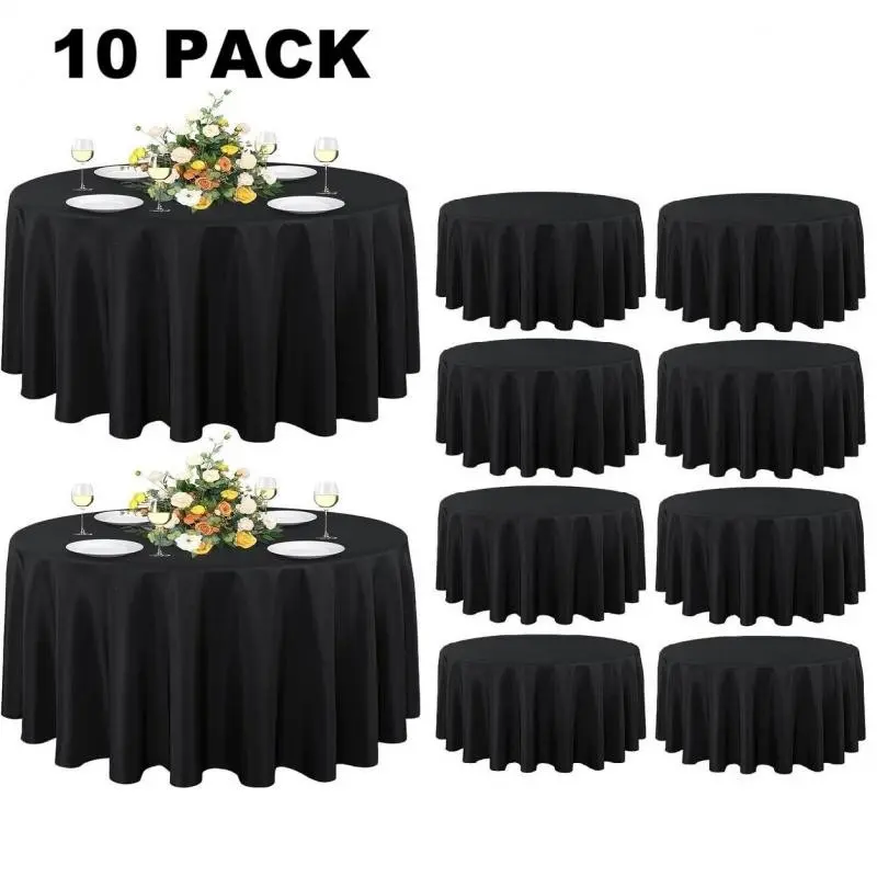 10 Pack 84 Inch Round Peva Tablecloth, Waterproof Oil Proof Plastic Table Cover, Flexible Table Covers, Ideal for Birthday Party, Holiday, BBQ, Picnic, Family Gathering