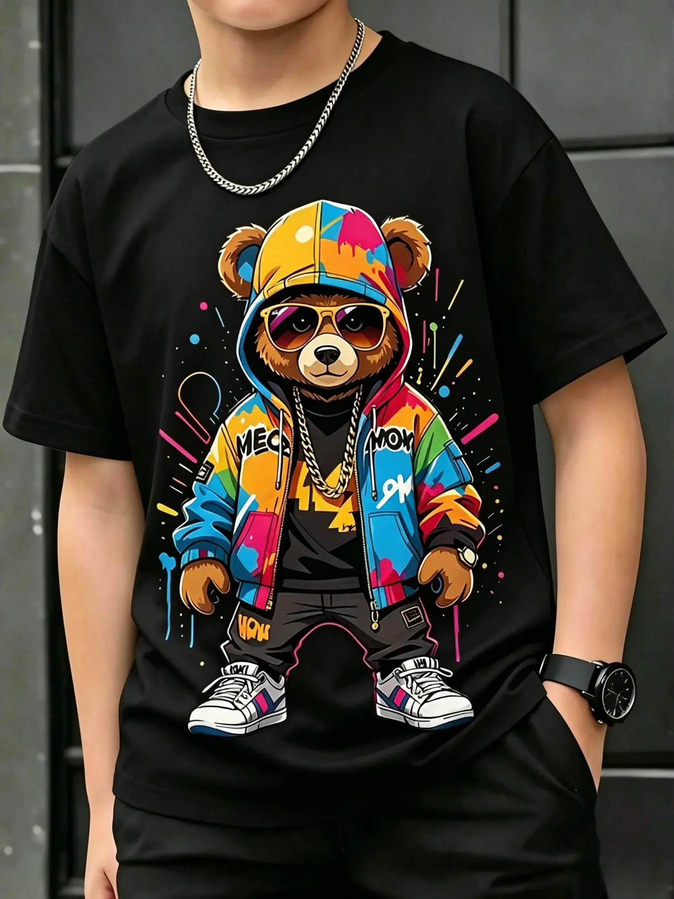 Kids Funny Cartoon Face Expression Print Short Sleeve T-shirt Boys Girls Fashion Casual Sports Top Summer Trendy Kids Clothes 2026 New Style