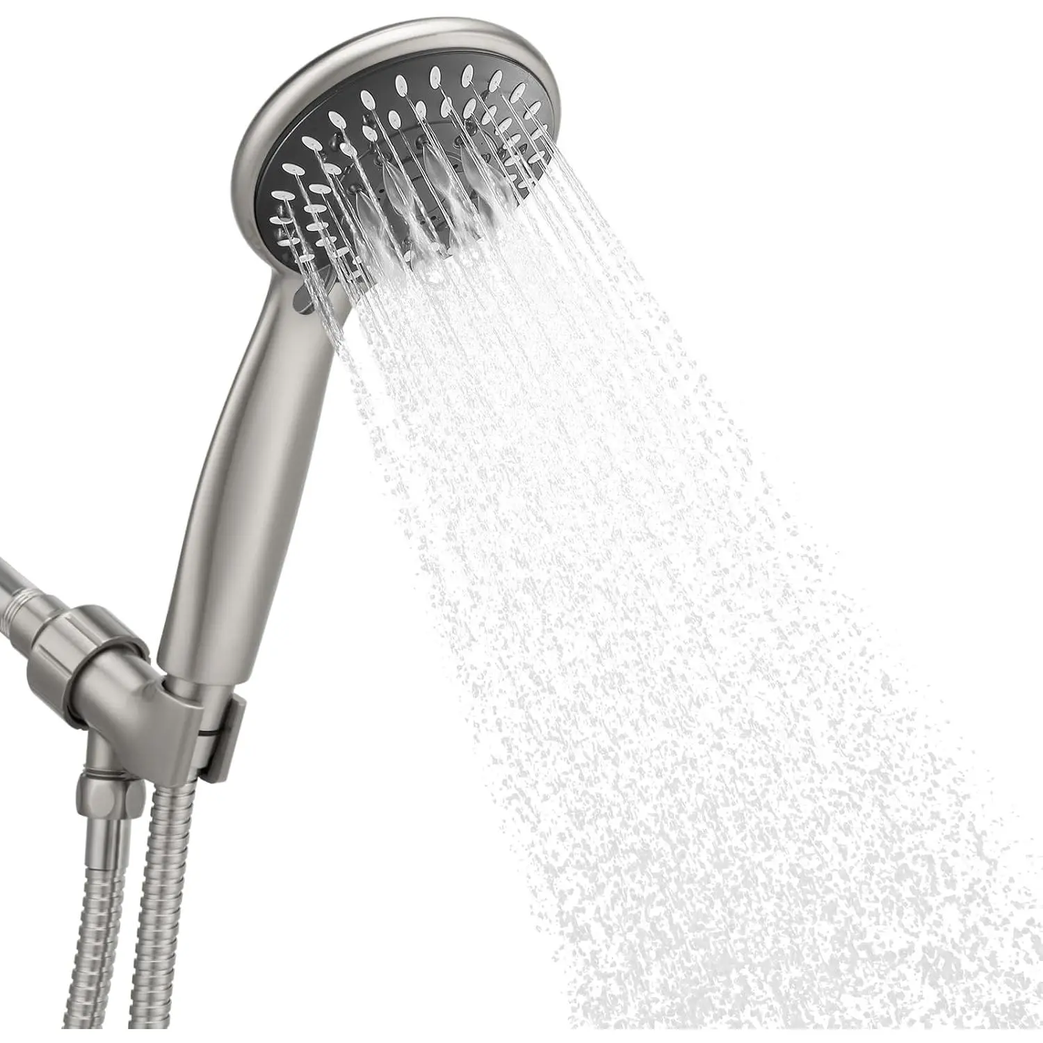 Brushed Nickel High-Pressure Handheld Shower Head Set - 5 Spray Modes, 59-Inch Stainless Hose, Adjustable Stand, Anti-Rust & Easy Set Handheld Shower for Bathroom Supplies, Adjustable Stand Handheld Showers, Easy Set Handheld Showers