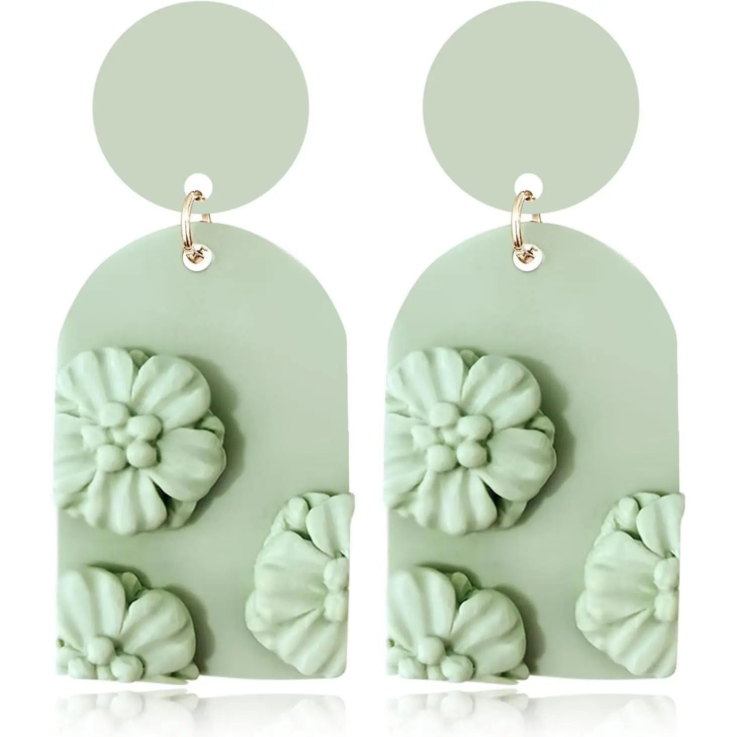 Bohemian Polymer Clay Daisy Flower Dangle Drop Earrings Carved Geometric Floral Stud Earrings for Women