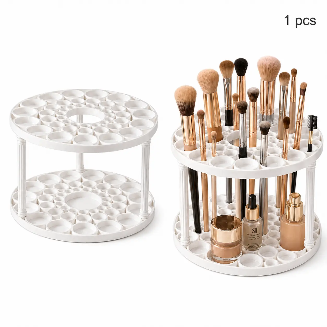 Plastic Countertop Organizer, 360° Rotating Space-Saving Caddy for Makeup Brushes, Art Supplies, and Camping Kitchen,Portable,Strong,single, Makeup/Tools, Rotating Caddy, One Piece, Artists/Campers