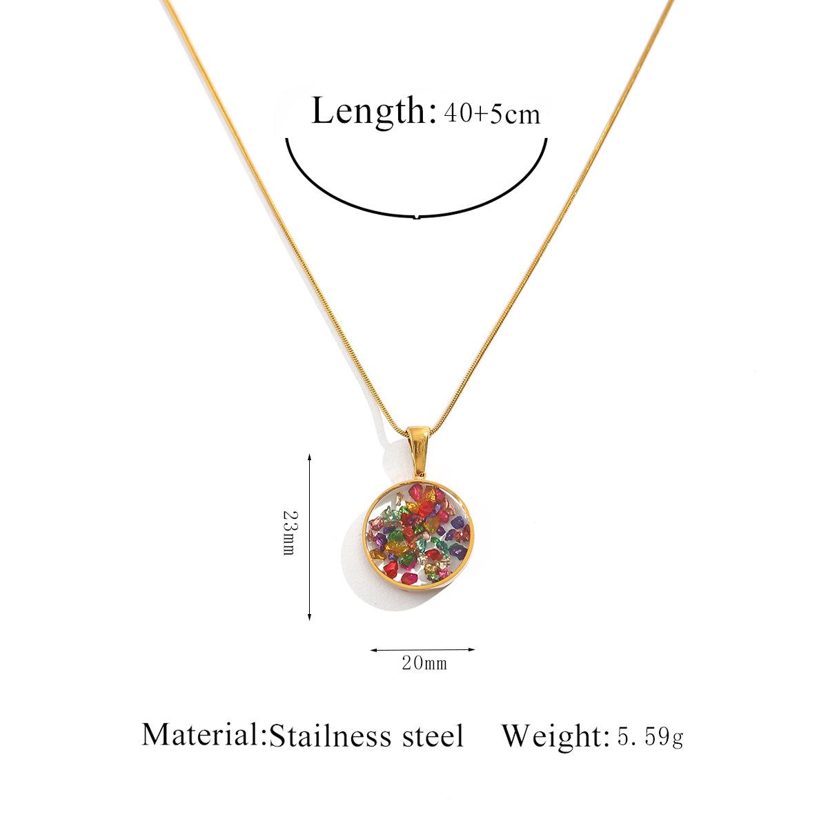Cross-border jewelry necklace wholesale resin heart pendant necklace for women stainless steel jewelry light luxury heart-shaped collarbone necklace