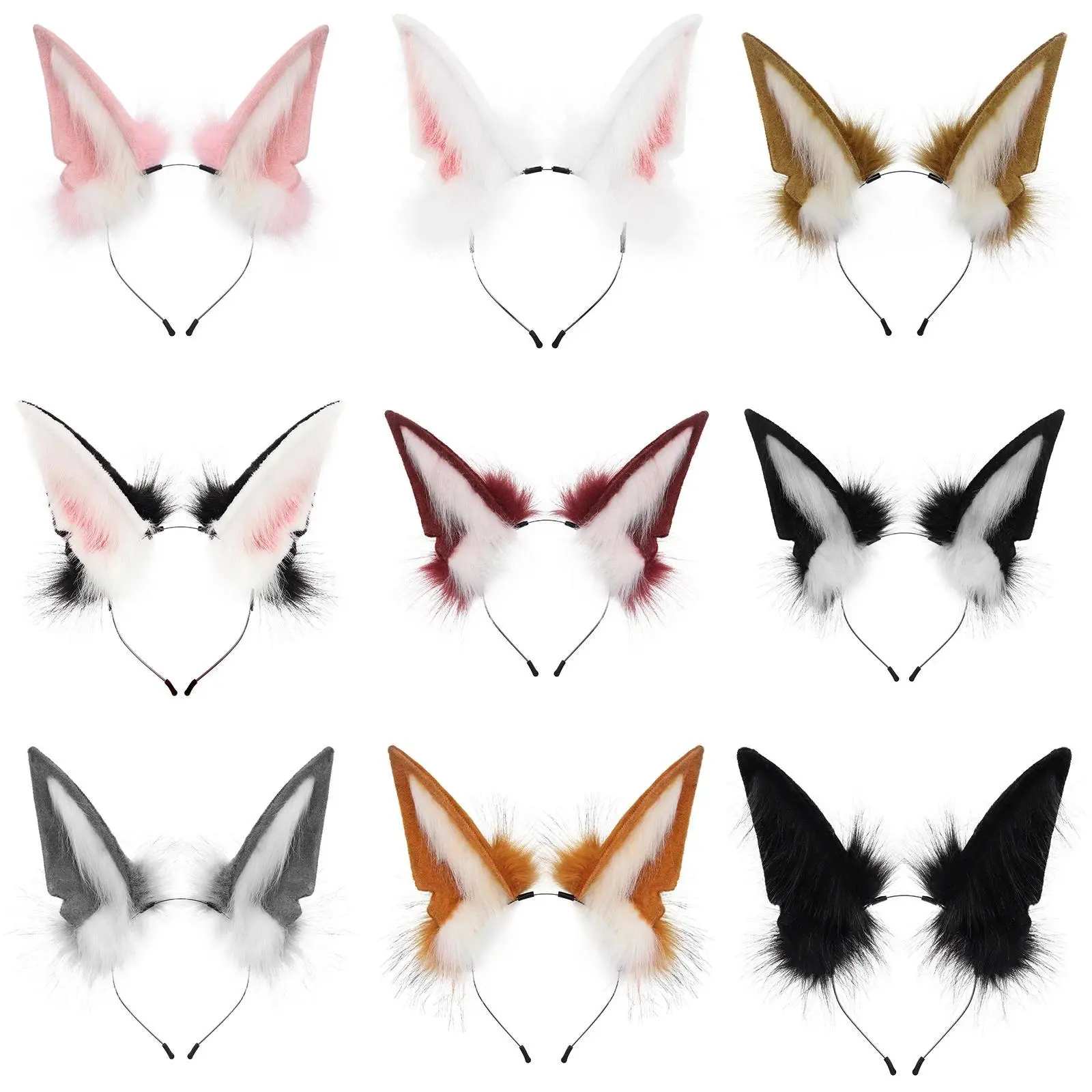 Handmade Animal Fur Wolf-Fox Ears Headband, Unisex Cosplay Headwear Hair Hoop Accessories for All Cosplayers, Cosplay Party