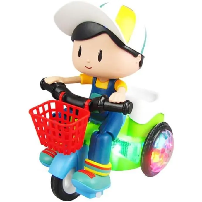 Electric Tricycle Toy  Kids with Led Lights and Music Creative Stunt Ride-on Toy  Boys and Girls Kid S Intelligent Tricycle Without Battery 7-Inch Compact Size