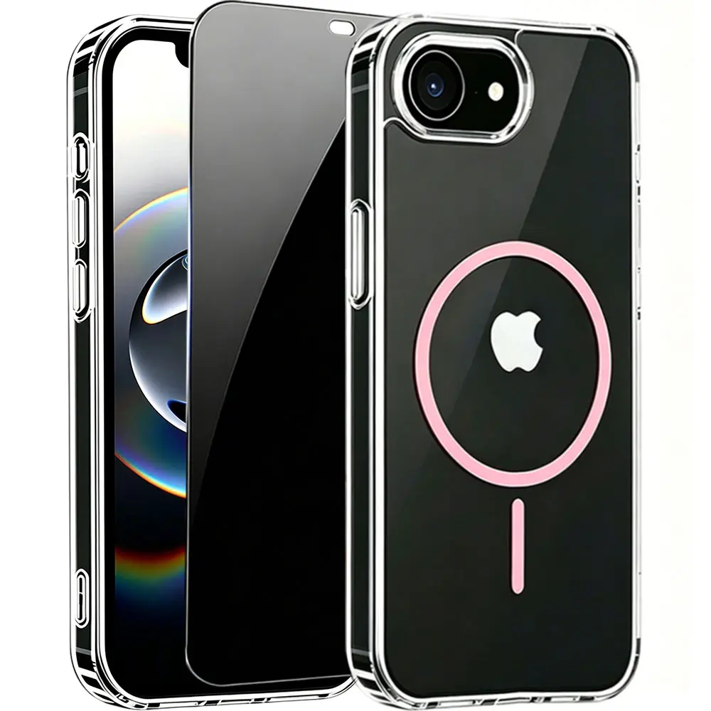 Magnetic for iPhone 16E 17E 7 8 Plus SE2 SE3 SE , Anti-Scratch Protective Case with Tempered Glass Screen Protector