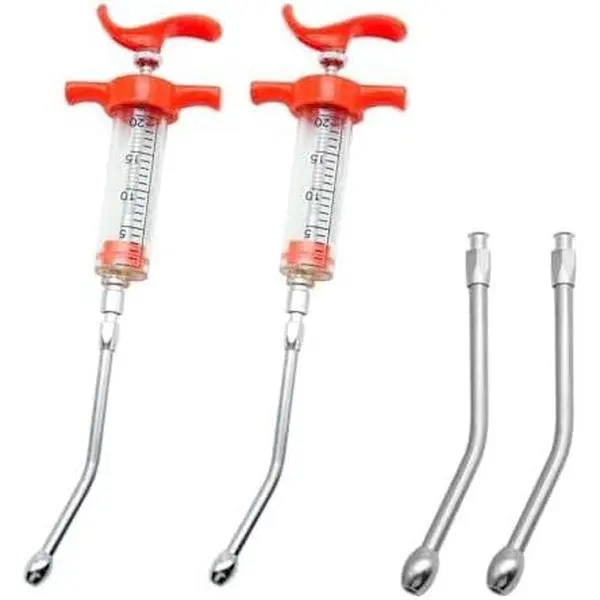 Reusable Livestock Feeding Syringe with Adjustable Dispenser and Drench Nozzles, Oral Feeding Tool for Goats, Sheep, Pigs, Dogs, Cats and Other Animals