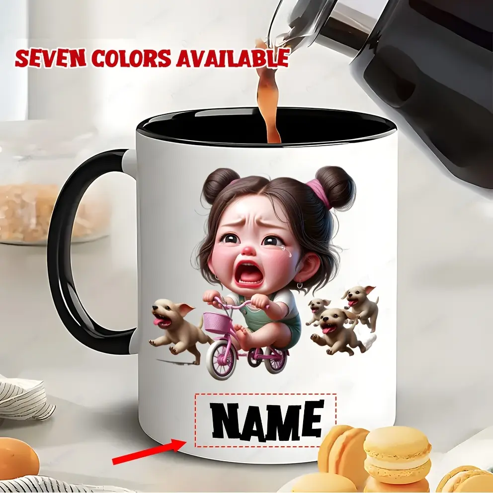 11 oz Personalized Themed Ceramic Coffee Mug - Customizable with Name/Text/Logo, Featuring Crying & Puppy Designs, Ideal for Birthday & Christmas Gifting, Reusable Home & Festive Drinkware