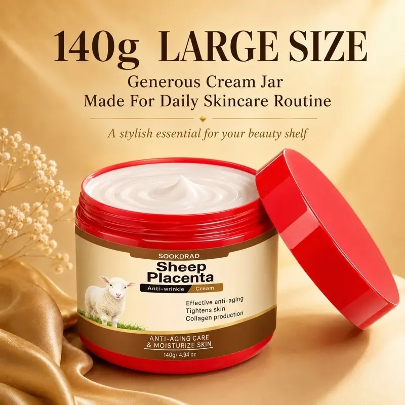 Sheep Placenta Anti-wrinkle Cream, anti-aging, skin tightening, collagen boosting, moisturizing, face and body use, all skin types, 140g