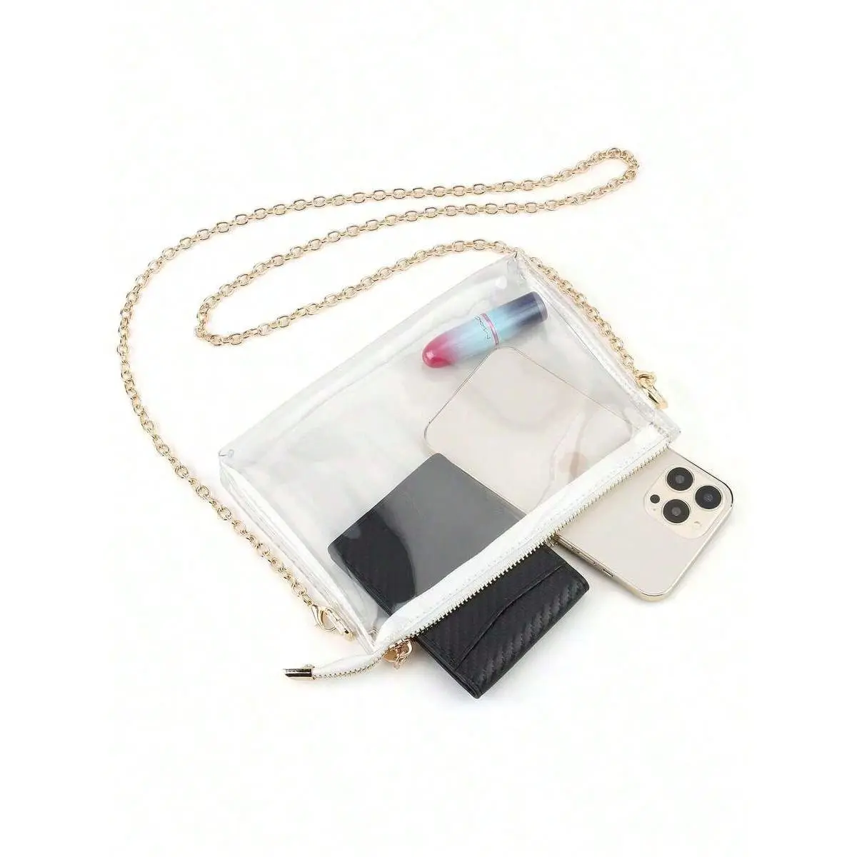 Women's Clear Crossbody Bag Stadium Approved PVC Purse Zipper Transparent Shoulder Bag For Outdoor Activities, Concerts & Sports Events