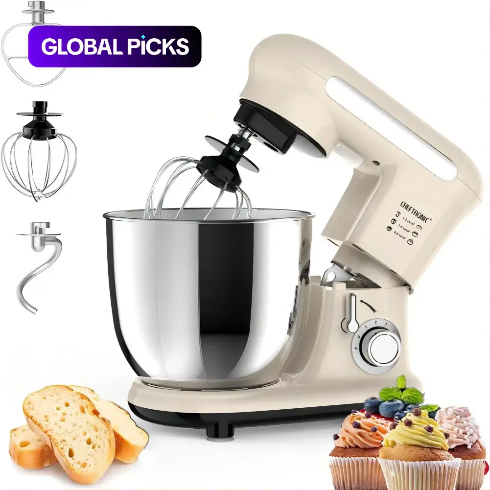 Cheftronic Kitchen Stand Mixer, 4.5 Qt Tilt-Head Electric Household Stand Mixer with Dough Hook, Multifunctional Kitchen Stand up Mixer with Whisk, Food Beater & Butter Beater