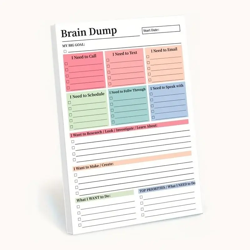 A5 Tear-Off To-Do Notebook, Daily Planner with Dates, Minimalist Efficiency Organizer, Smooth Writing Paper, Ideal for Task Management
