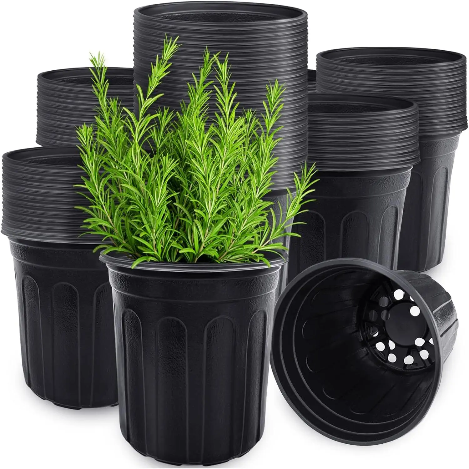 60 Pcs 1 Gallon Flexible Plant Nursery Pots,Thickened Soft Plastic Seedling Pot with Holes,Flower Plant Container for Succulents,Cuttings,Transplanting,Home Garden(Black)