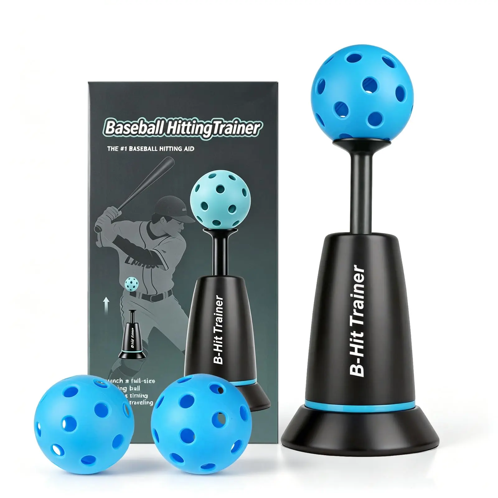 Baseball hitting trainer, baseball pitching machine, ball tee baseball training set, pop-up batting trainer, batting practice equipment, pop-up baseball trainer for batting practice, comes with three balls.