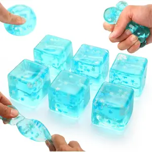 6 Pack Ice Cube Stress Balls with Snowflakes Inside, Sensory Squishy Ice Squeeze Toy, Fidget Slow Rise Squishy Balls for Kids and Adults Anxiety Relief, Birthday Gifts Party Favors, Classroom Prizesfidget toys