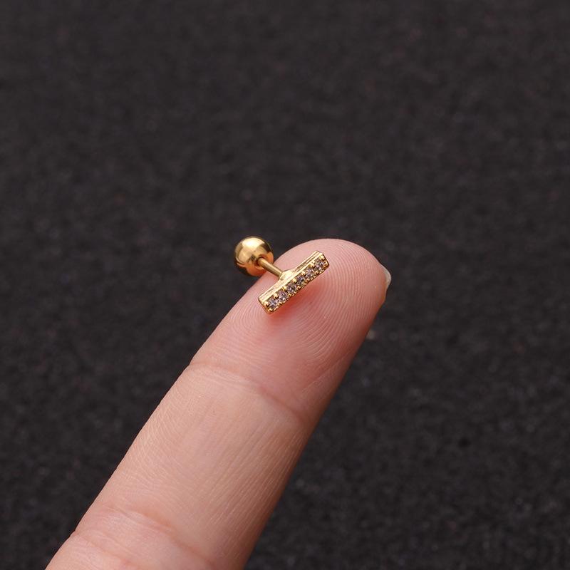 16G Gold CZ Internally Threaded Labret Set, 316L Stainless Steel Cartilage Stud Pack, Hypoallergenic Internally Threaded Nose Studs for Women Men