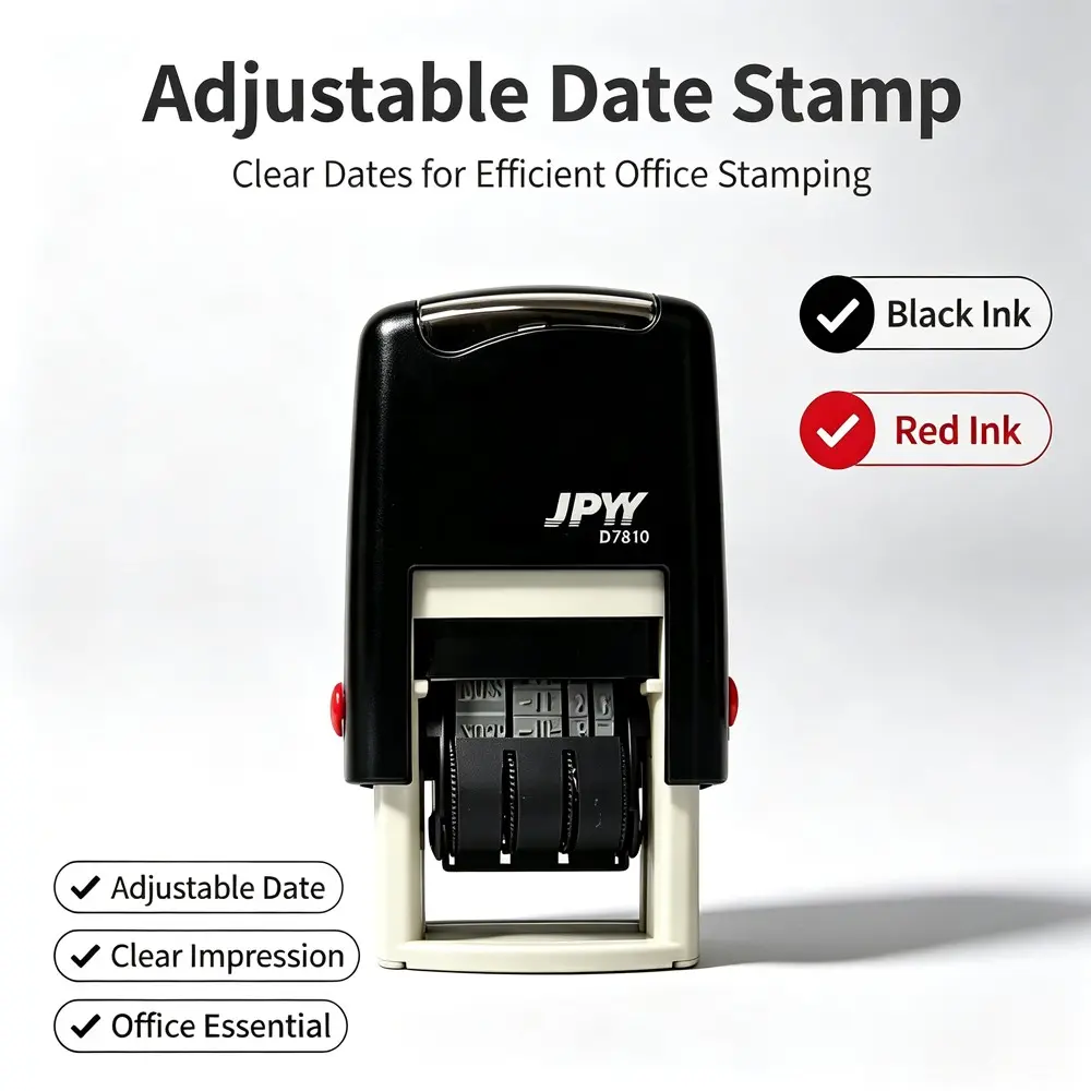 Date Stamp with Button Locking Feature, Protective Case Prevents Mess, Ideal for Business Teachers Accountants