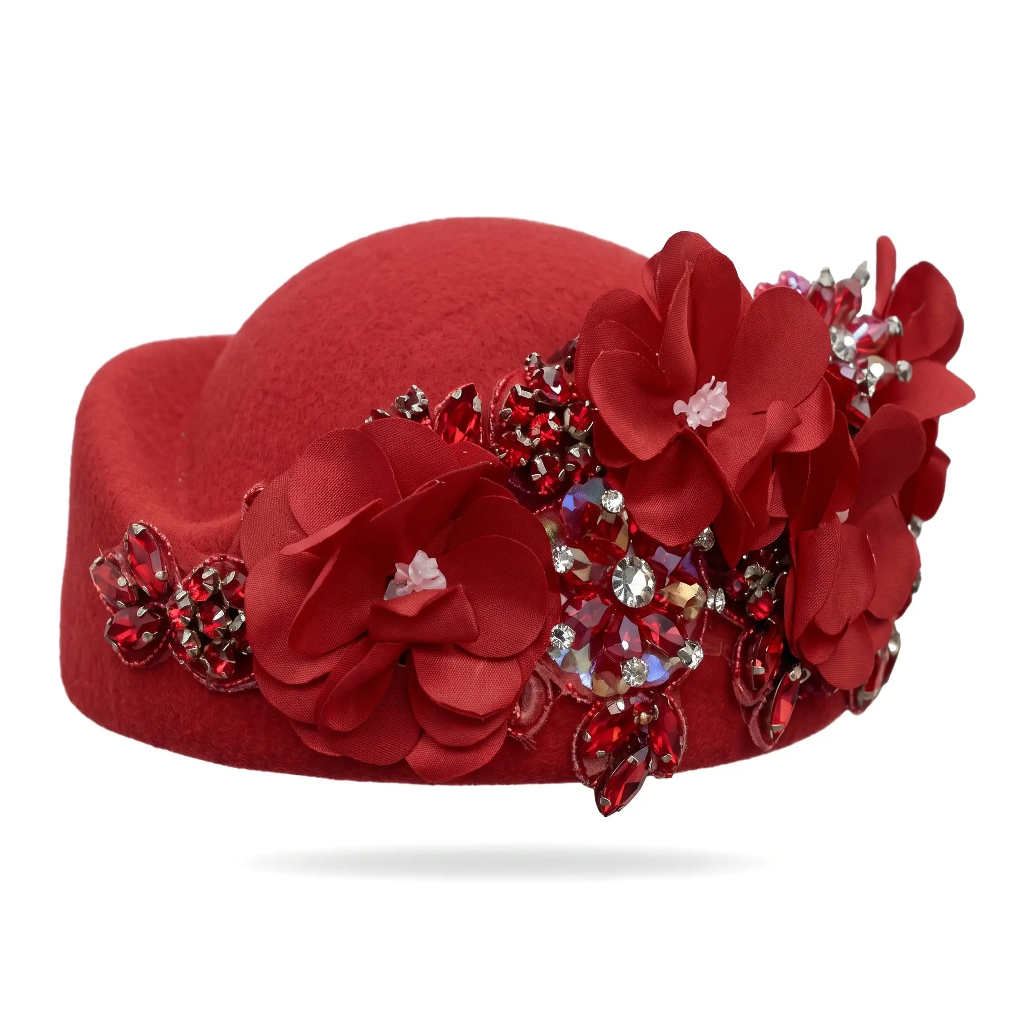 Vintage Beret For Women Handmade Flower Rhinestone Wool Beret Sun Protection Breathable British Style Beret Autumn Winter Spring Summer