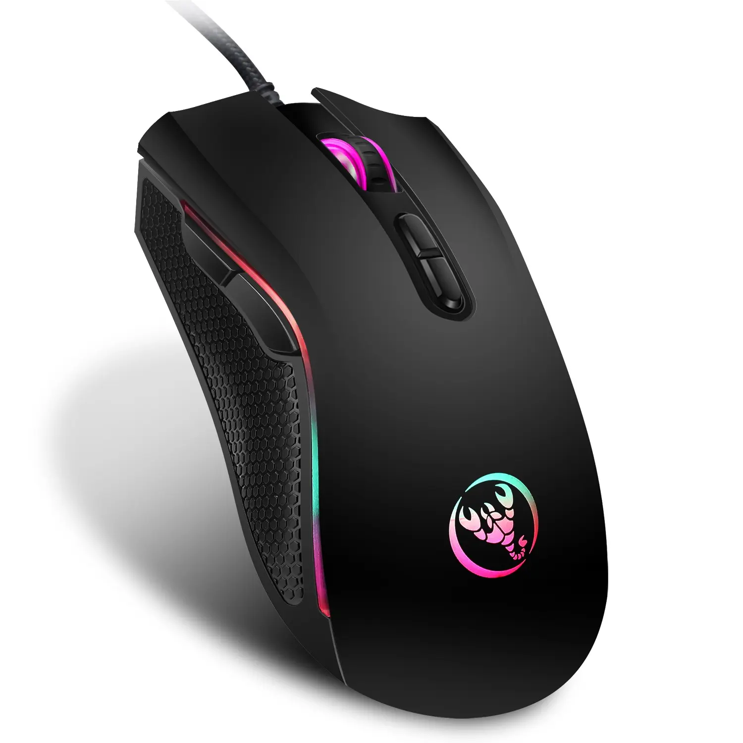 Hxsj-A869 Colorful Light Game Mouse, E-Sports Cable Mouse, Gaming Pc Accessories, Adjustable Dpi Four Gears, 3200 Dpi, Wired Right-Handed Mouse