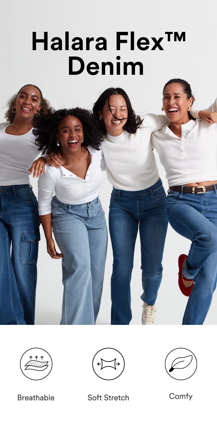 Halara X Smiley® Halara Flex™ High Waisted Baggy Wide Leg Washed Casual Jeans with Pockets Halara X Smiley® Halara Flex™ High Waisted Baggy Wide Leg Washed Casual Jeans with Pockets