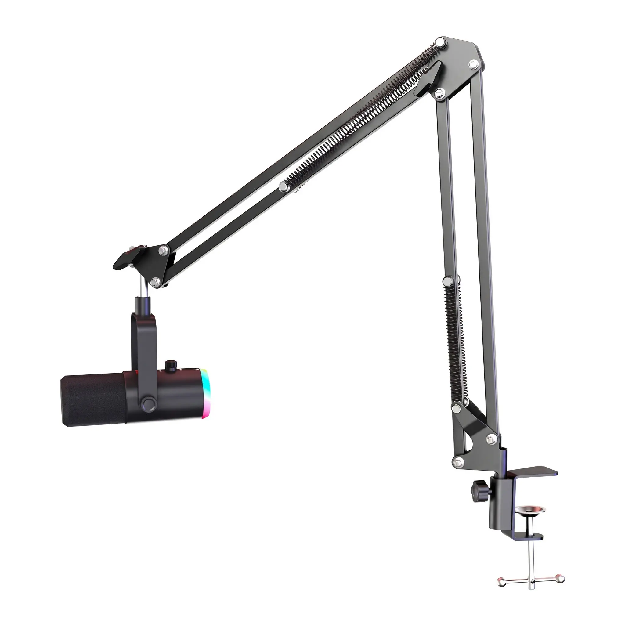 XLR/USB Dynamic Gaming Microphone Kit with Suspension Arm Stand, RGB Streaming Podcast Microphone Kit, Click to Mute, Mixing Control, Earphone Jack, Used for Computer Recording and Vocal Recording, Dynamic PC Mic, Desktop Mic