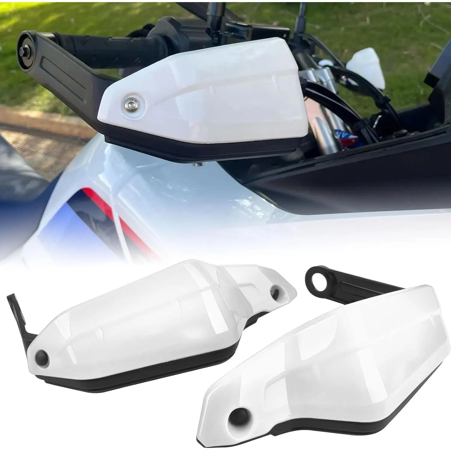 Motorcycle Hand Guards Compatible with Honda Transalp XL750 2023-2026,White| Motorcycle 2 Pairs Handguards Hard Plastics Hand Protectors Windproof,Mounting Kit Included,Protects Brake Clutch Lever