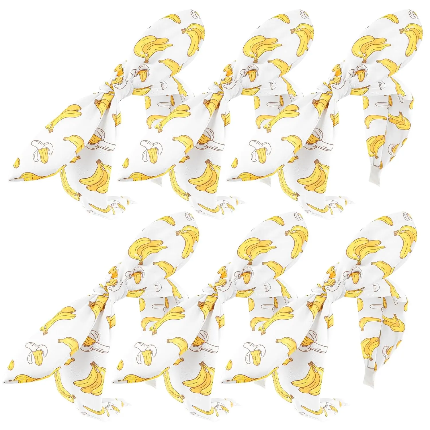 6 Pack Banana Headbands with Bow, White Summer Hairbands Bow Knotted Headband for Women Boho Party Hair Accessories