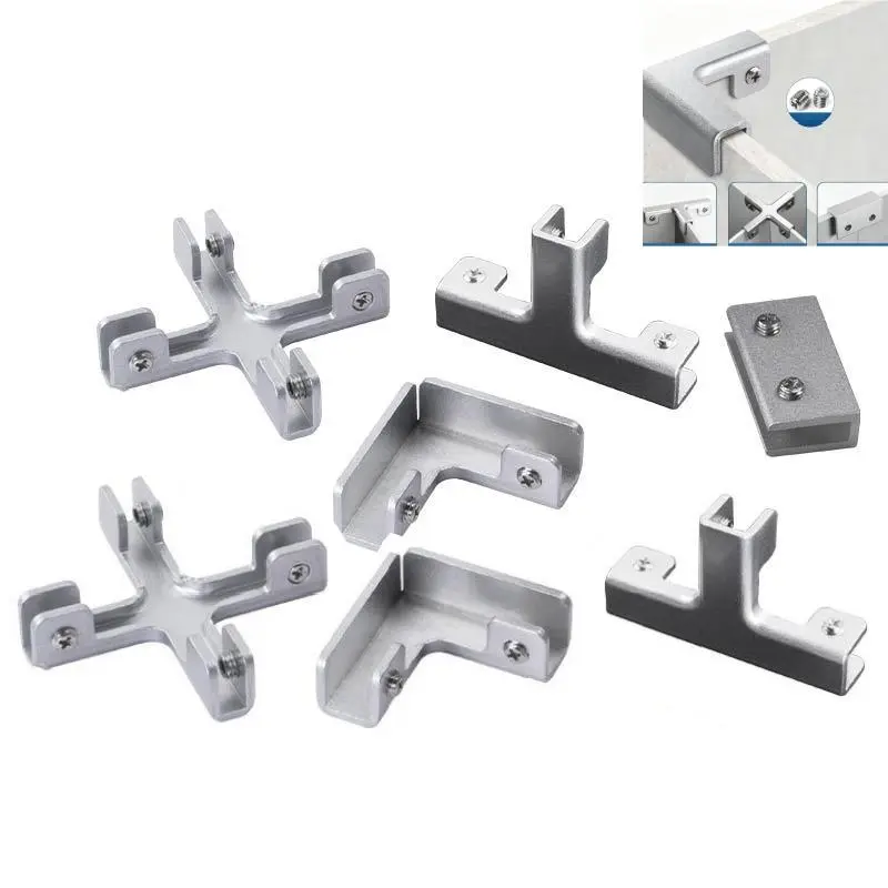 GJANSH Aluminum Alloy Tile Clamp Bracket, 90/180 Degree Corner Support Holder for 8-10mm Glass/Tile Panel, with Screws, for Aquarium Fish Tank, Cabinet, Shelf, Shower Screen