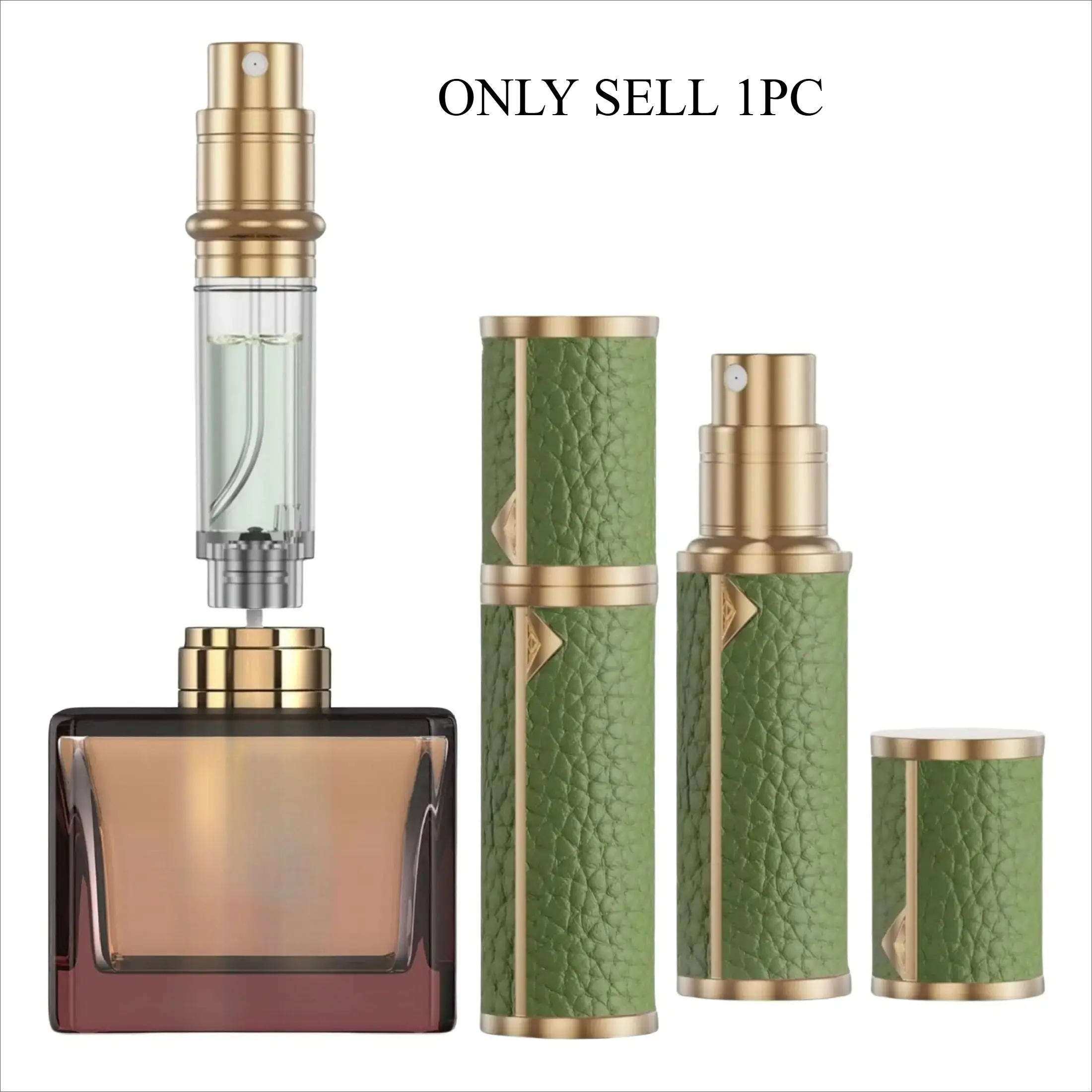 Luxury 5ml refillable perfume spray bottle with leakproof seal. Compact for short & long trips, works for perfume and cologne. Reusable portable fragrance container, practical beauty tool for daily travel.
