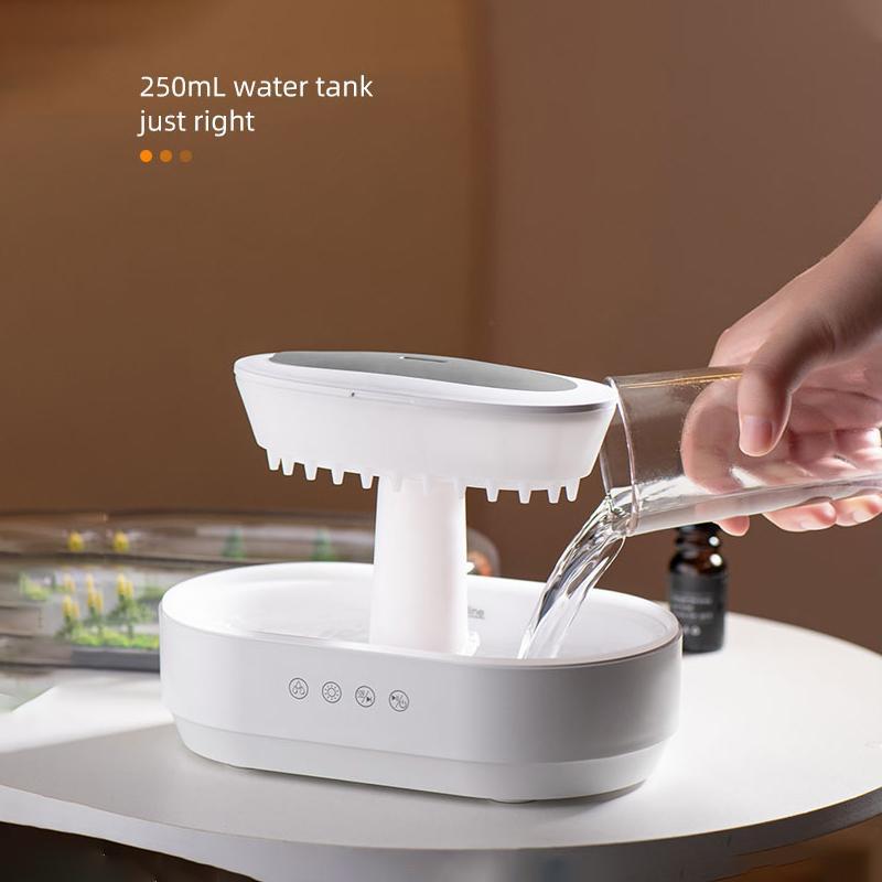 Plant Landscape Essential Oil Diffuser, Novel Night Light with 8 Color Changes, Raindrop Mist Humidifier with White Noise, Plant Raindrop Humidifier