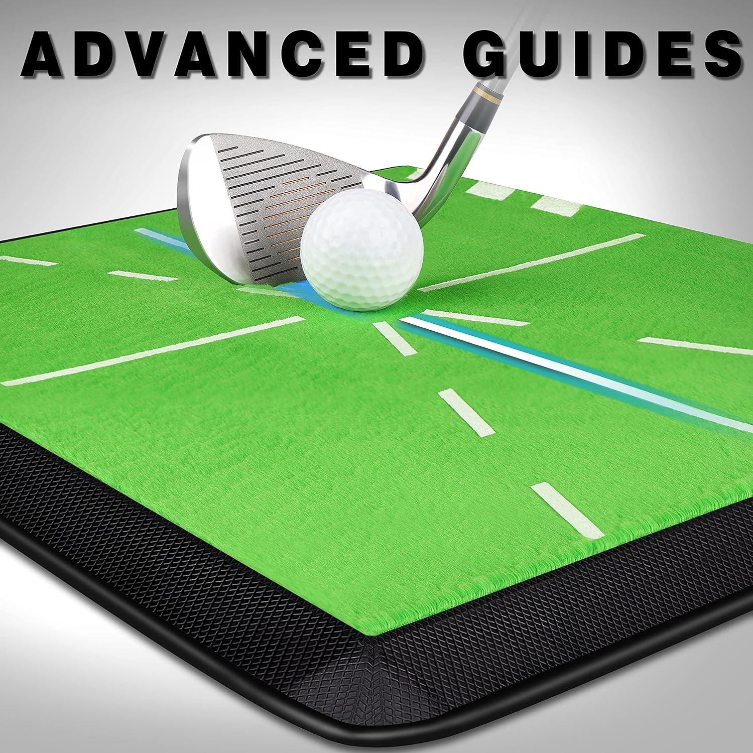 8" x 17"   Golf Mat Upgraded Version | Path Feedback Golf Practice Mat |  Guides and Rubber Backing Golf Hitting Mat