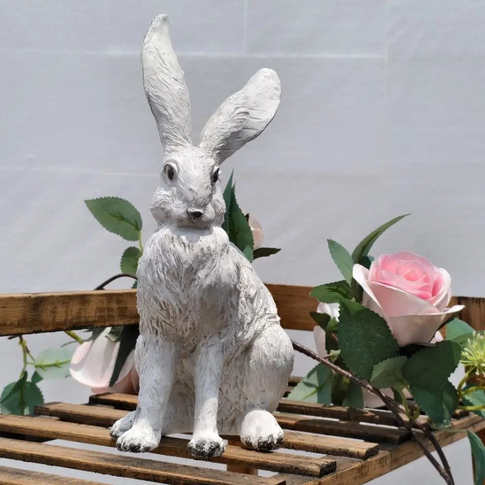 Creative Resin Rabbit Art Decor, Parent-Child Rabbit Sculpture, Coffee Shop & Clothing Store Desktop Ornament, Simple Style, Multiple Designs