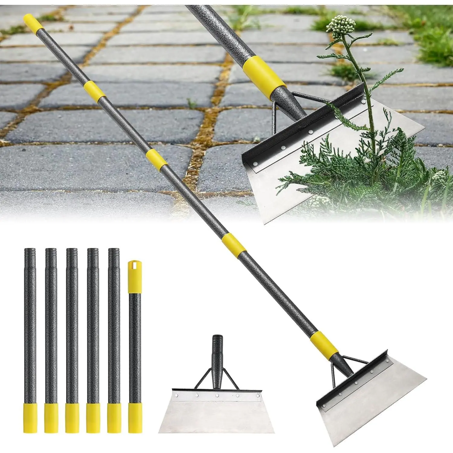 Garden Flat Shovel - Floor Scraper, 60" Multifunctional Garden Cleaning Shovels, Heavy Duty Floor Scrapers Long Handle,Metal Weeding Scraper  Lawn Edging, Snow Ice Removal,Snow Ice Scraper