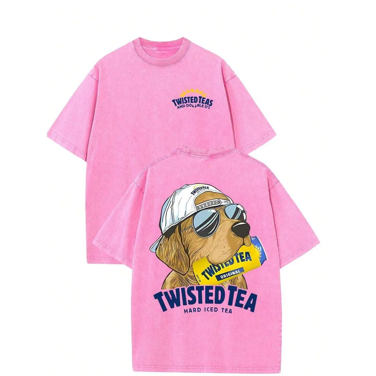 Unisex Twisted Tea & Golden Hair 230GSM Heavyweight Cotton Short-Sleeve T-Shirt - Retro Streetwear, Casual Outdoor Wear, Standard Sizes, Machine & Cold Washable, Perfect Gift for Men & Women, S, Retro Look