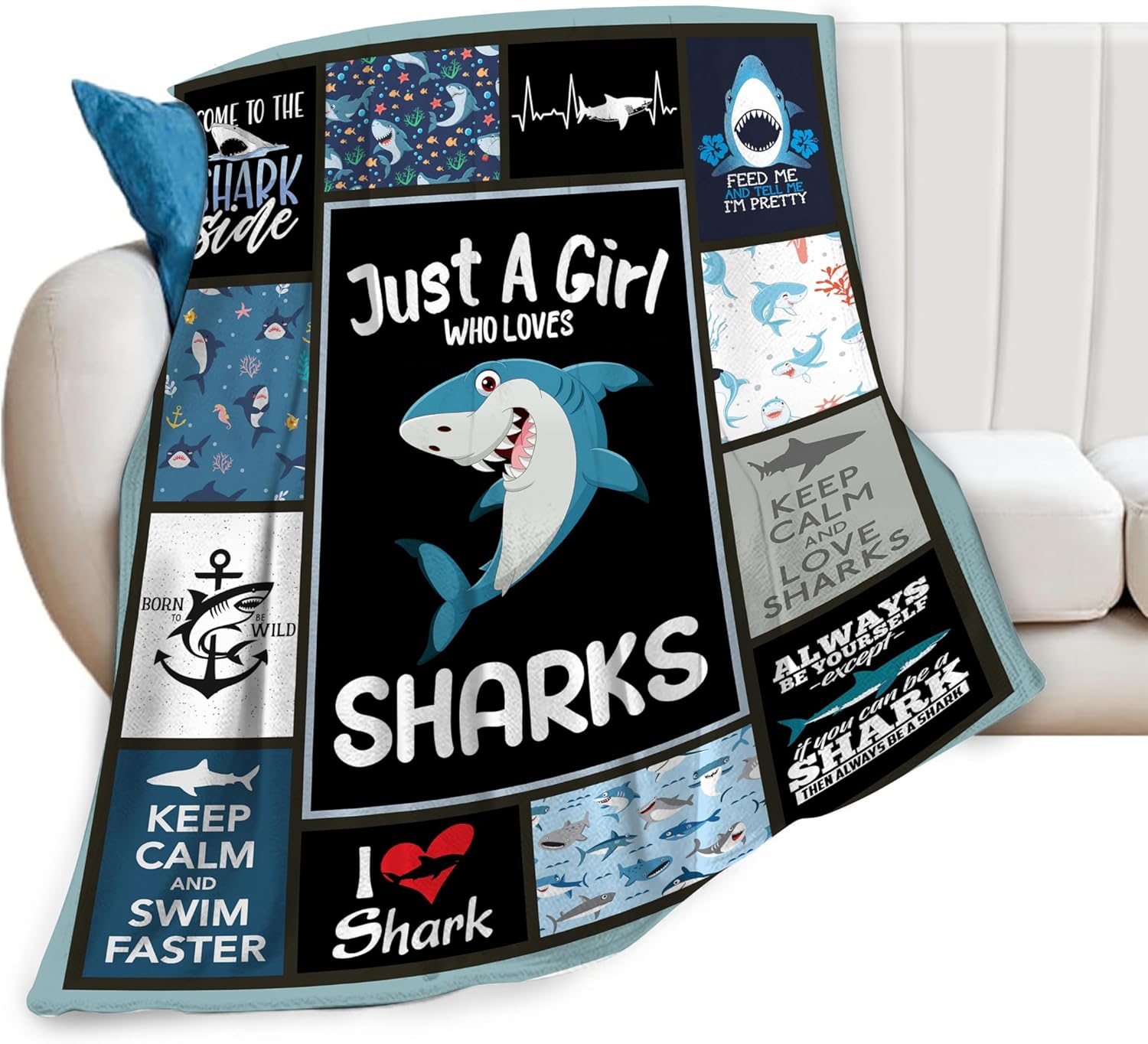 I Dive with Sharks Blanket, Scuba Diving Blanket, Scuba Diver Blanket, Dive Blanket, Snorkeling Blanket, Ocean Sport Blanket, Ocean Gifts