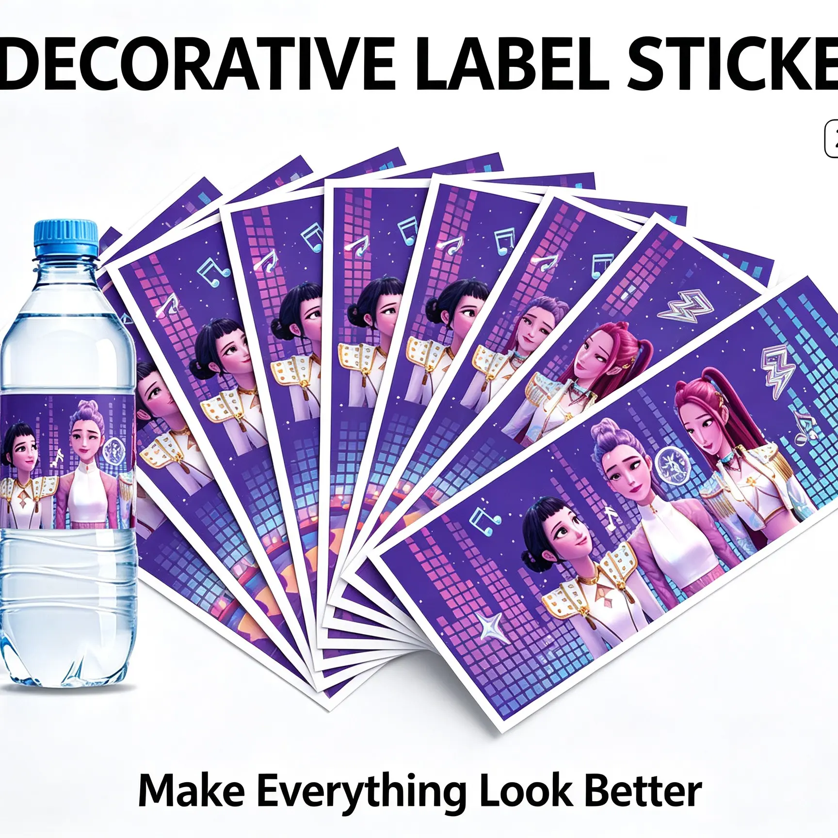 10pcs Kpop Witch Style Water Bottle Stickers, Decal Sticker, Aesthetic Stickers, Party Decorations, Festival Party Supplies, Perfect for Holiday Events and Celebrations
