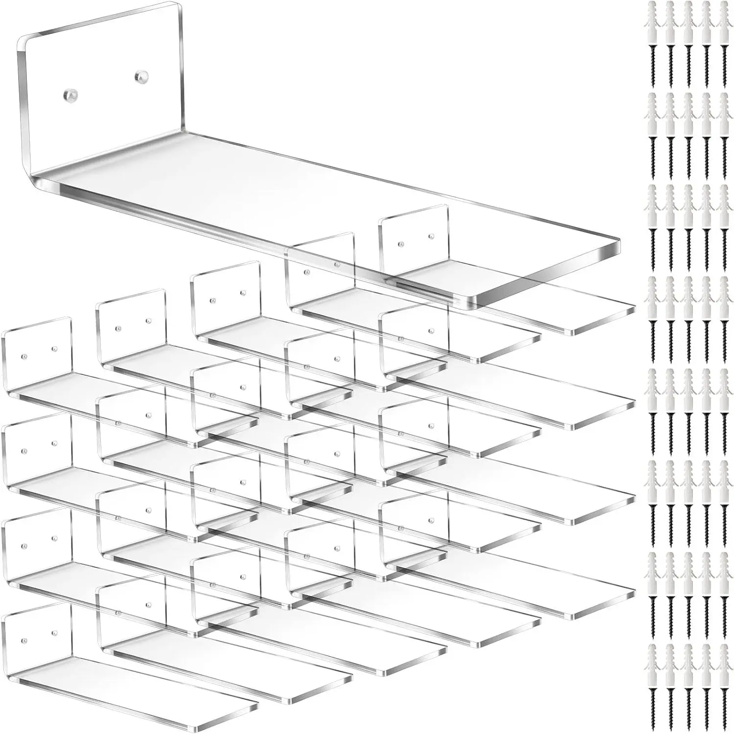 20 Pack Floating Shoe Display Set for Wall, Levitating  Floating Sneaker Shelves Shoe Collection Display Wall Mounted Sneaker Shelf Storage for Bedroom Hallway(Clear,Medium,Rectangle)