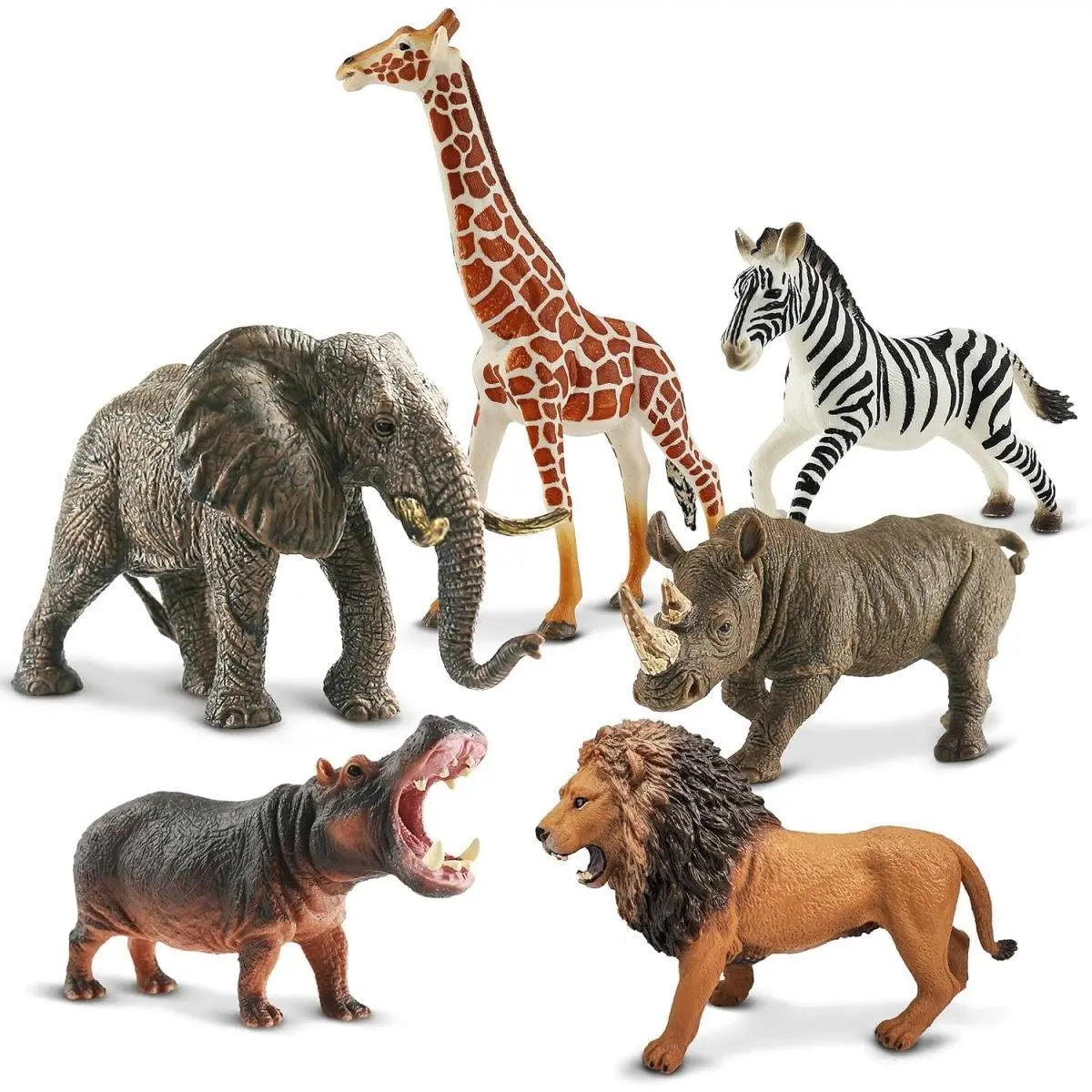 6PCS Realistic Plastic Safari Animal Figure Toys for Toddlers (Ages 3-5) - Authentic Coloring, Highly Detailed Colorful Figurine Animals, Durable Construction for Small Hands Learning Play