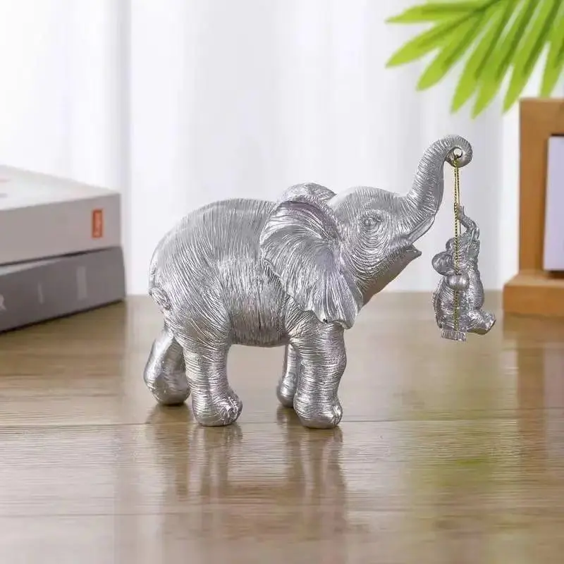 Luxury Resin Elephant Sculpture, Statues, Creative Boho Feng Shui Wealth Symbol, Desktop Decor for Living Room, TV Stand, Mother's Day Gift, Moving House Present