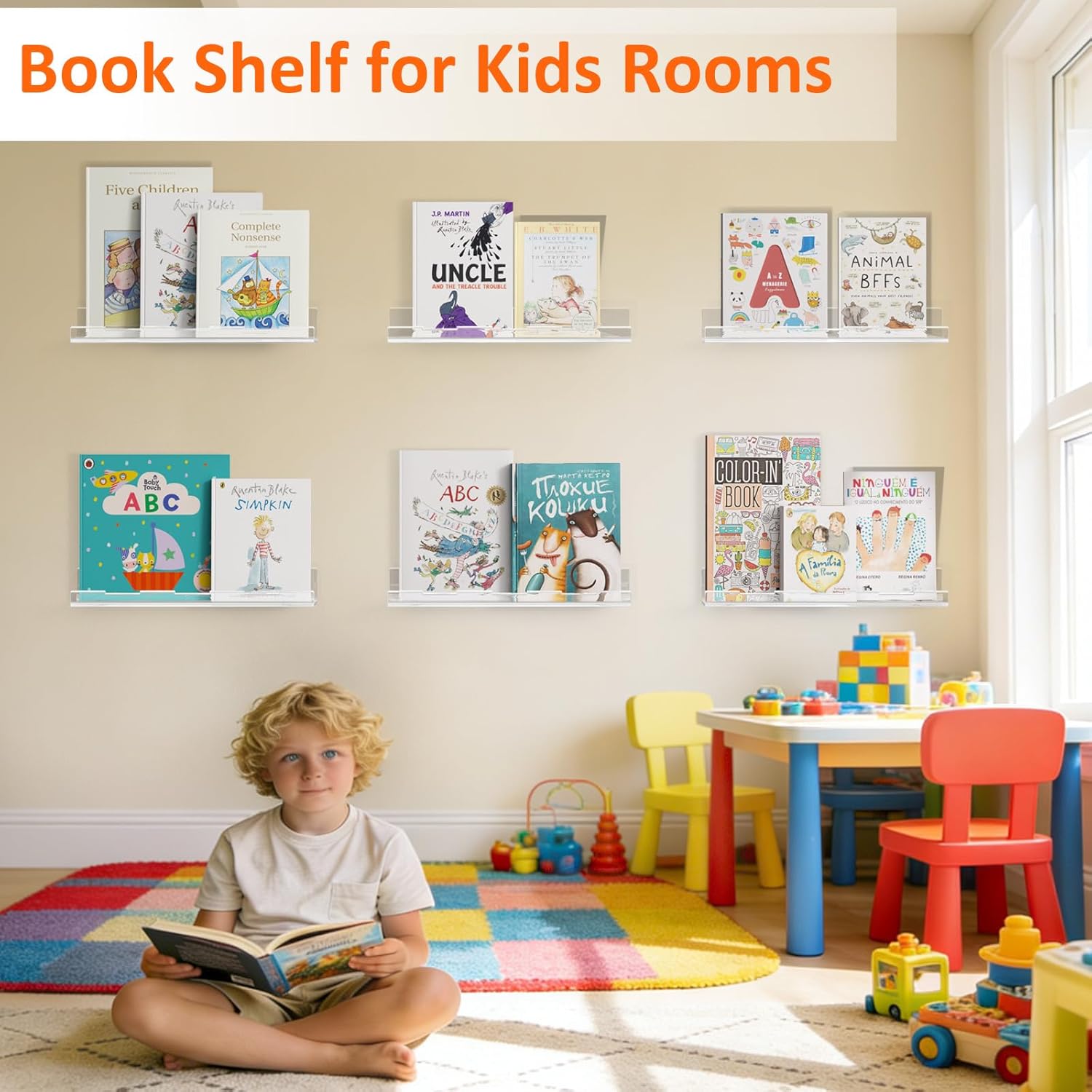 12 Pack Vinyl Wall Mount Shelf, 12" Vinyl Record Holder, Clear Record Shelf Display and Storage, Acrylic Shelves for Wall, Nursery, Living Room, Bedroom