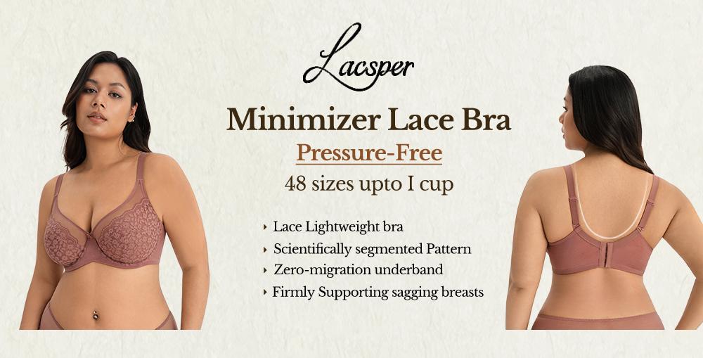 Lacsper Pebble minimizer Bra Polka Dot Lace Unlined Comfort Non Padded Full Coverage Plus Size Underwire Supportive Bra Womenswear SpringStatements