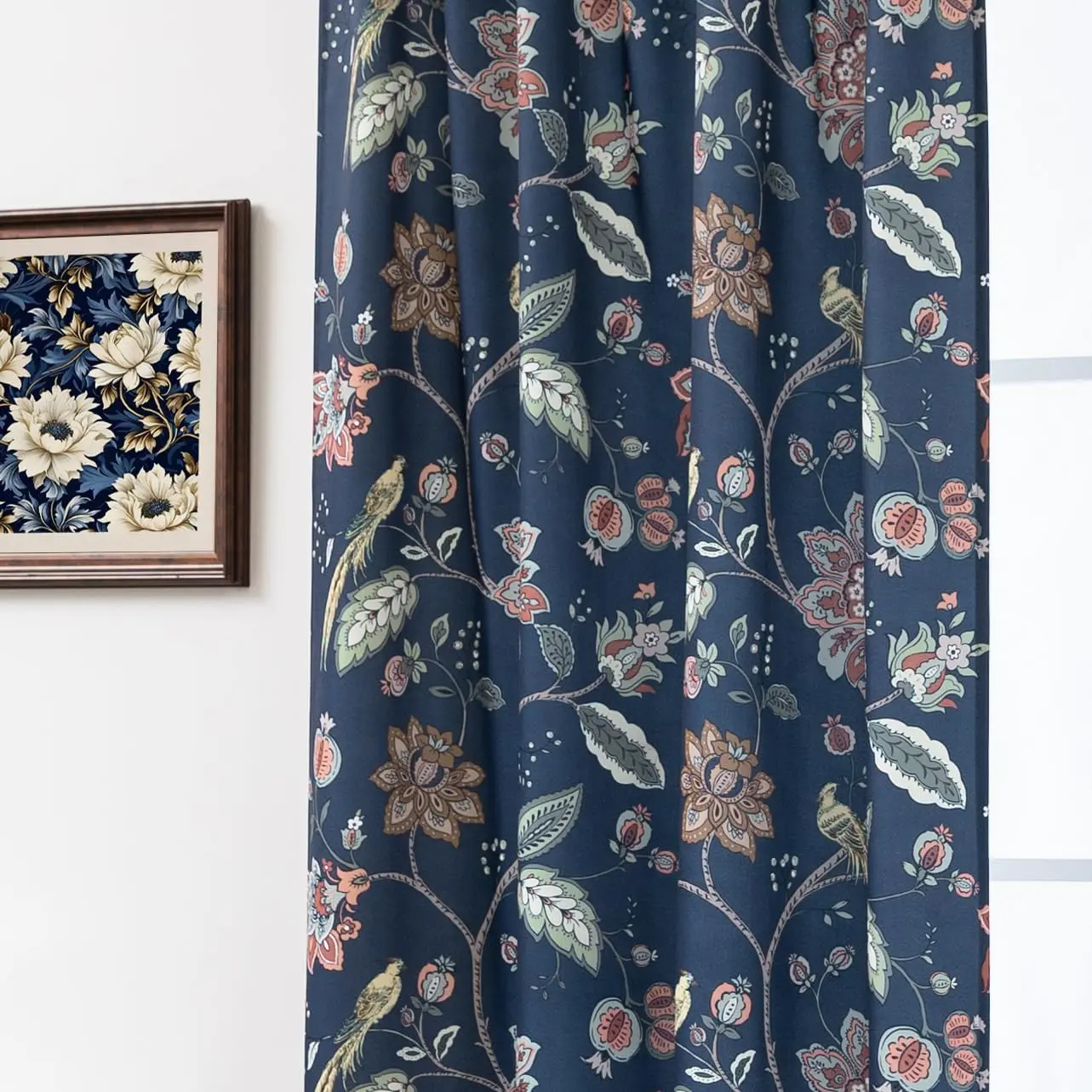 Nautical Print Curtains,Maximalist Designer Custom 70% Printed Blackout Black Out Curtains 63 Inch Long for Bedroom Windows 2 Panels Set,Navy Blue