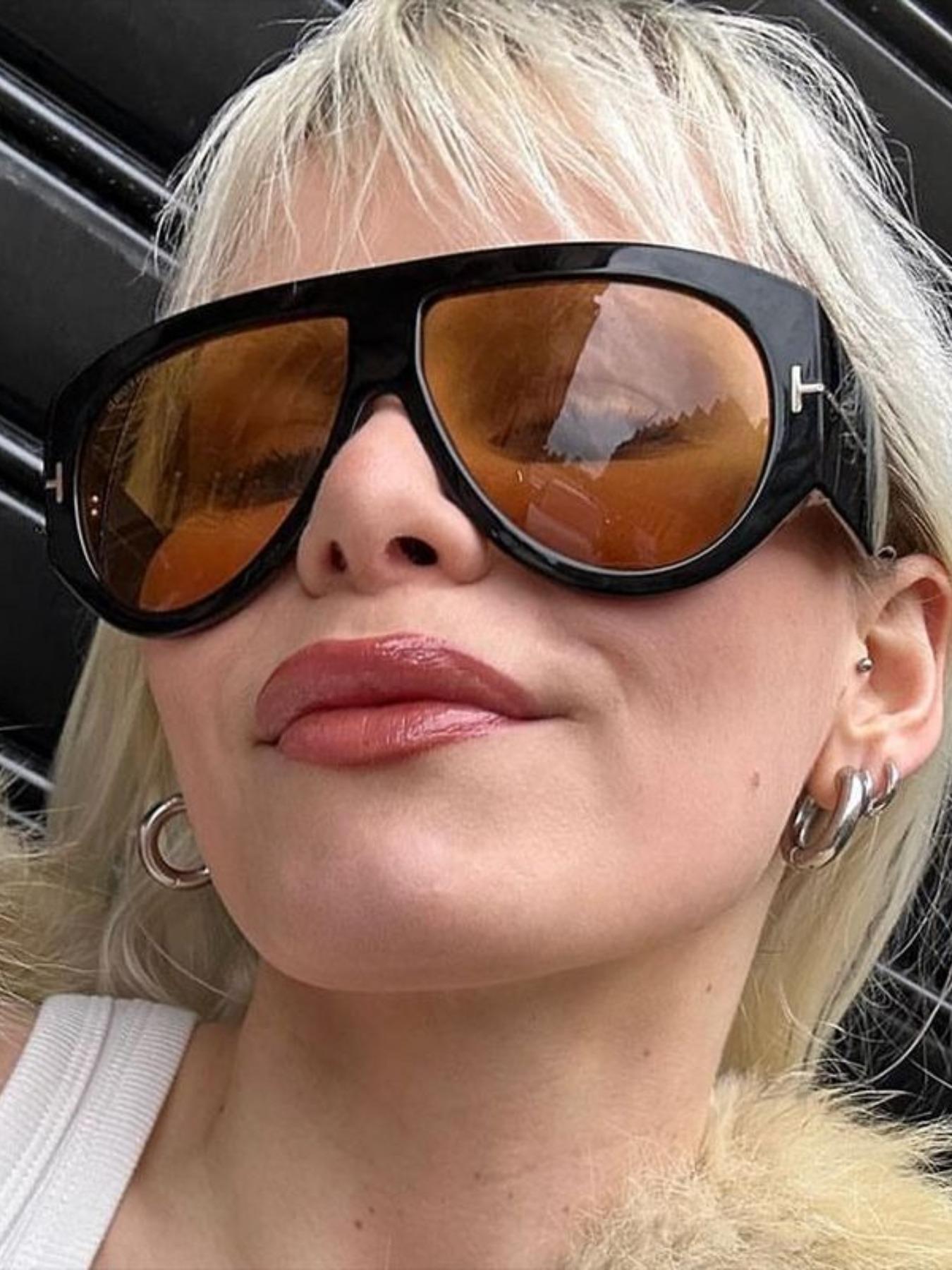 Vintage Oversized Sunglasses, Trendy Casual Sunglasses for Women & Men, Fashion Accessories for Everyday Use and Outdoor Activities, Trendy Beach Eyewear