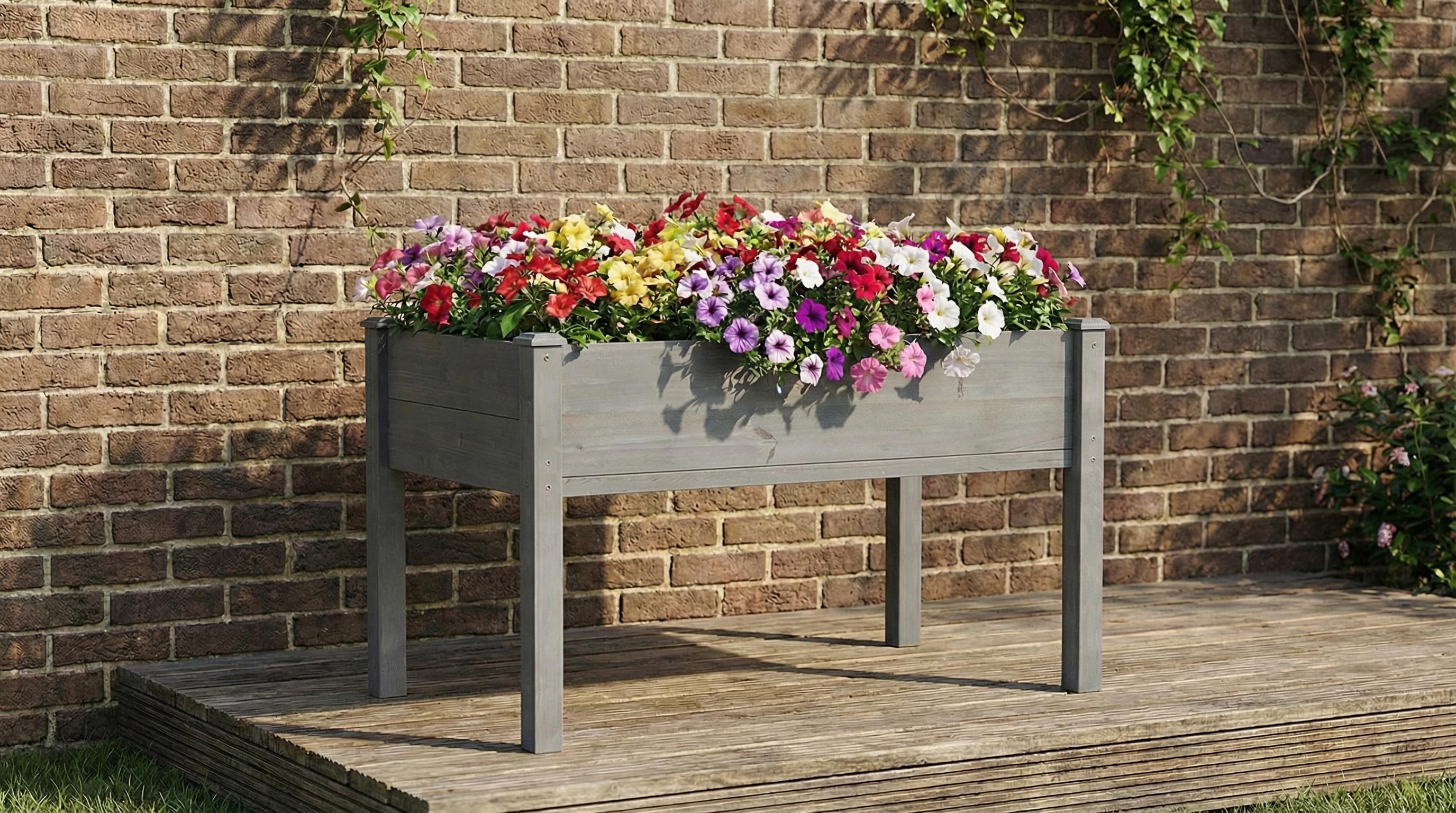 48x24x30 inch Raised Garden Bed with Legs, Elevated Wooden Planter Box for Outdoor Plants Flowers Fruits Vegetable Herb Growing