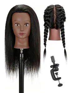 16-Inch 100% Human Hair Mannequin Head, Professional Hairstylist Training Dummy, Realistic Haircut Practice Tool, Salon Quality